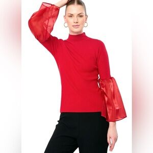 Flora Bea Stanley Sweater Top Holly Red Size Medium NWT